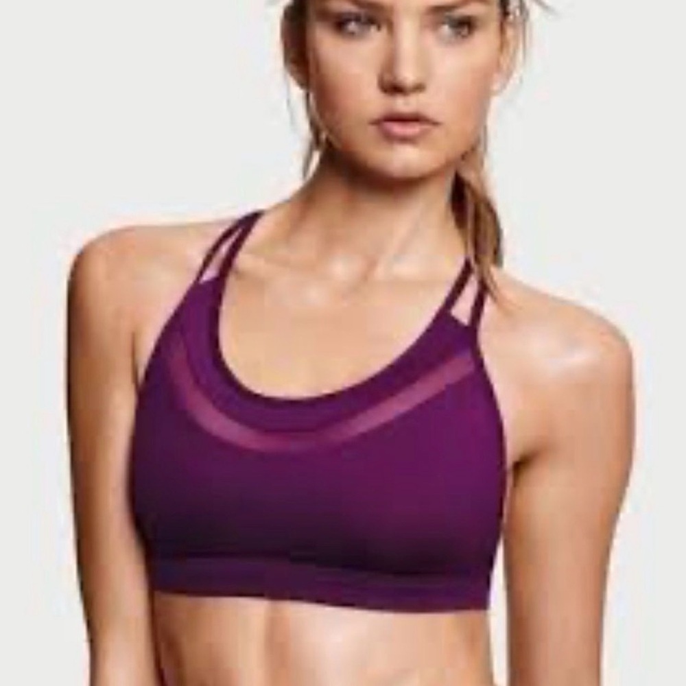 Victoria's Secret Sport Purple Sports Bra Mesh V Strap Caged Back size medium